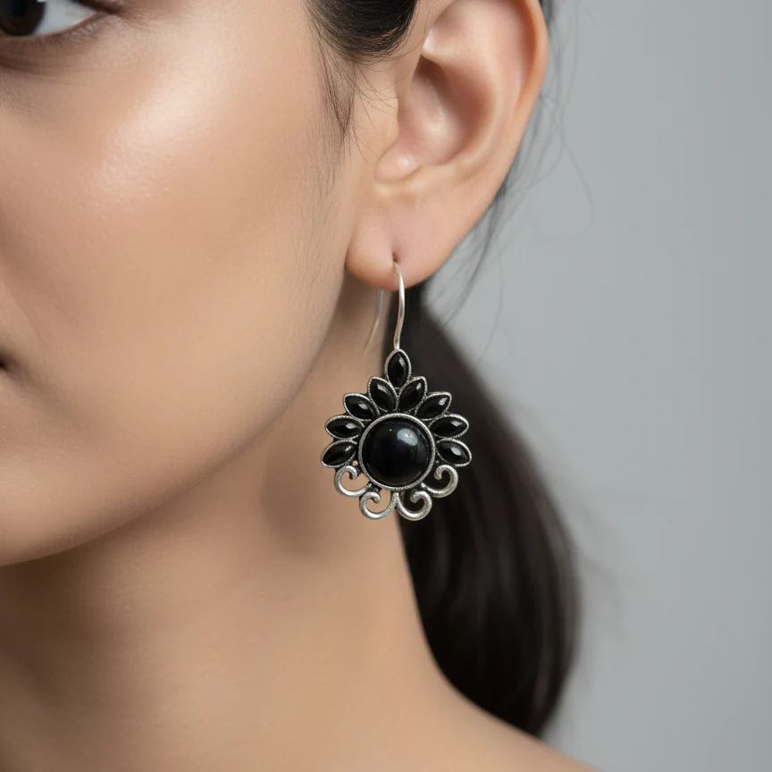 12 Random Jhumka Gift Set in Wooden Box with Mirror - Image 13