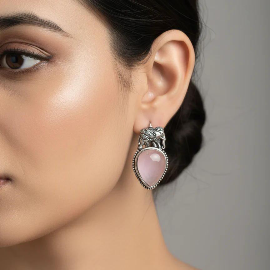 12 Random Jhumka Gift Set in Wooden Box with Mirror - Image 15