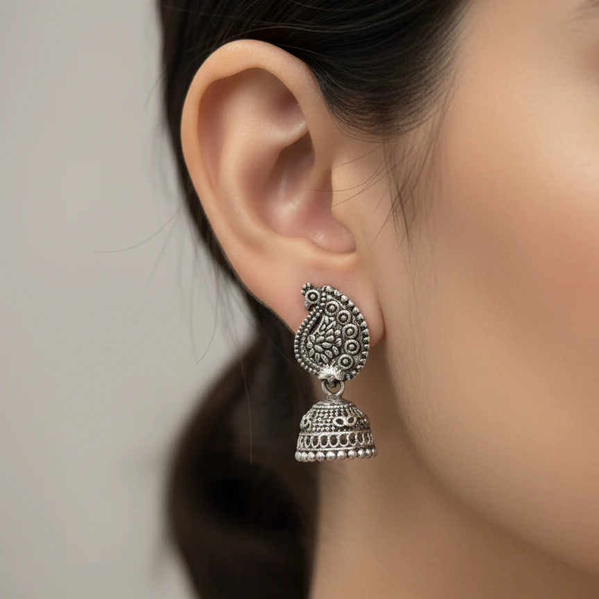 12 Random Jhumka Gift Set in Wooden Box with Mirror - Image 6