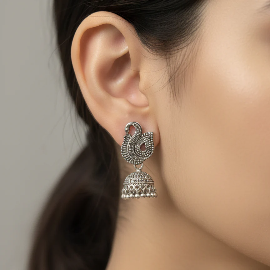 12 Random Jhumka Gift Set in Wooden Box with Mirror - Image 7