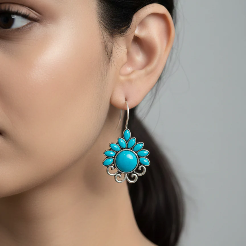 12 Random Jhumka Gift Set in Wooden Box with Mirror - Image 8