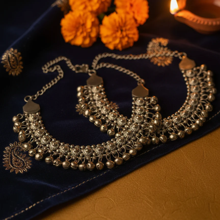 Oxidised Payal- Pair - Image 3
